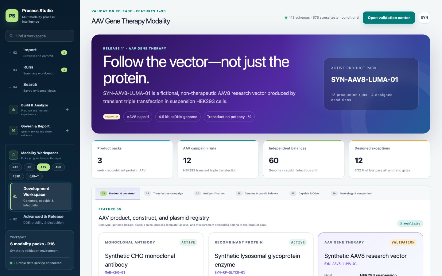 BioAna Hub product interface